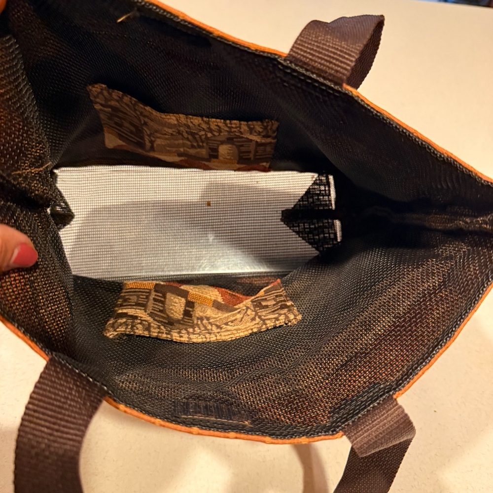 Buffalo print with beads Brown and Orange Tote Bag - Picture 6 of 11